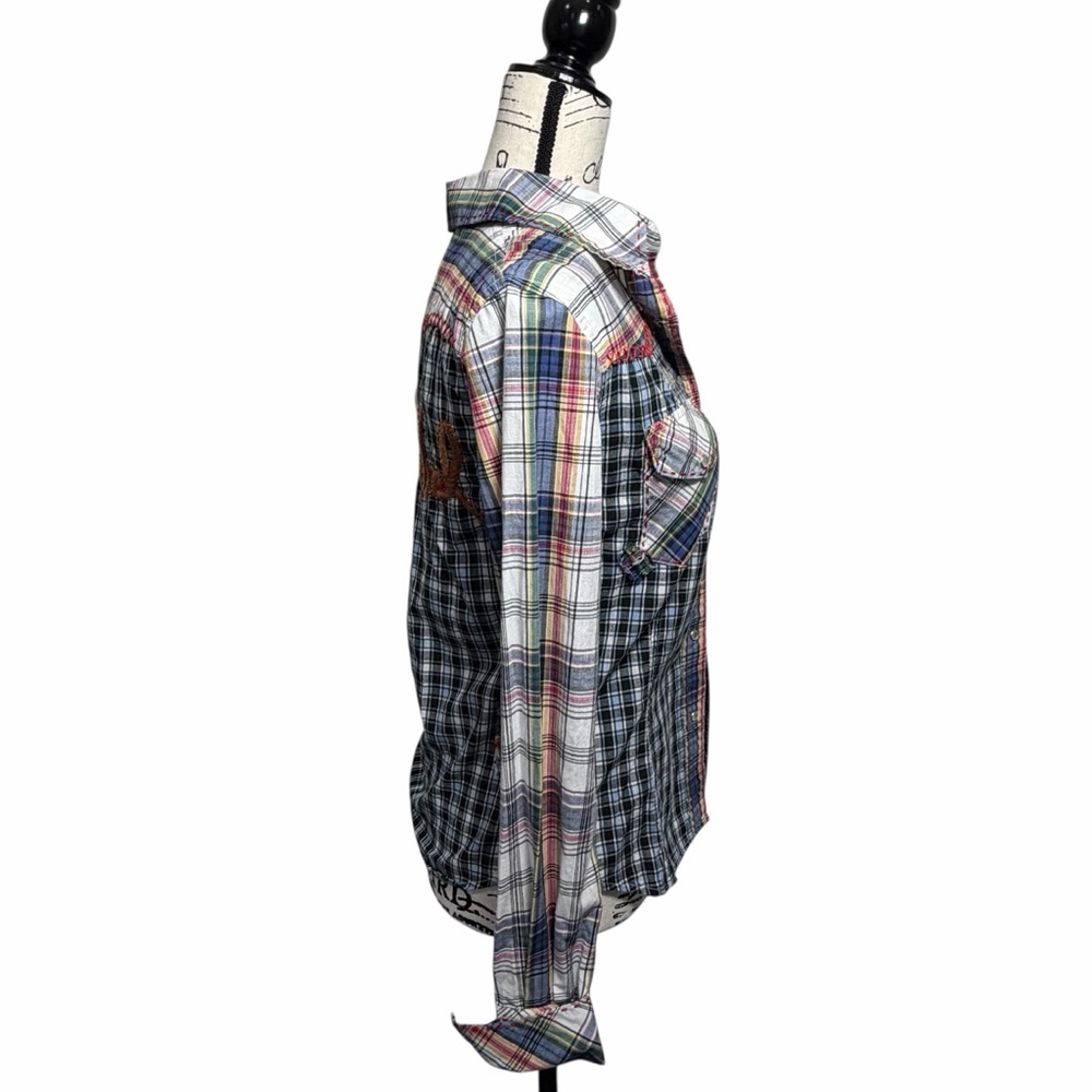 Vintage Rebel Ranch Wear Multicolor Plaid Button‎ Snap Shirt, XS - Picture 3 of 8